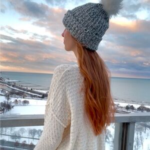 Urban Outfitters light pink and cream Knit Sweater